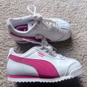 Toddler Girls White/Pink Lowtop Puma Size 6C